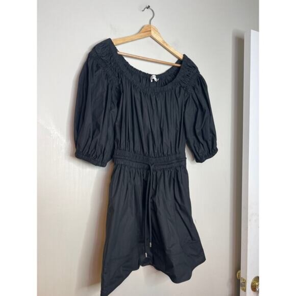 NEW A.L.C. Maya Off The Shoulder Smocked Half Sleeve Mini Dress Black Size: 6 - Picture 3 of 7